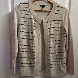 Talbots Beige Striped Cardigan Sweater